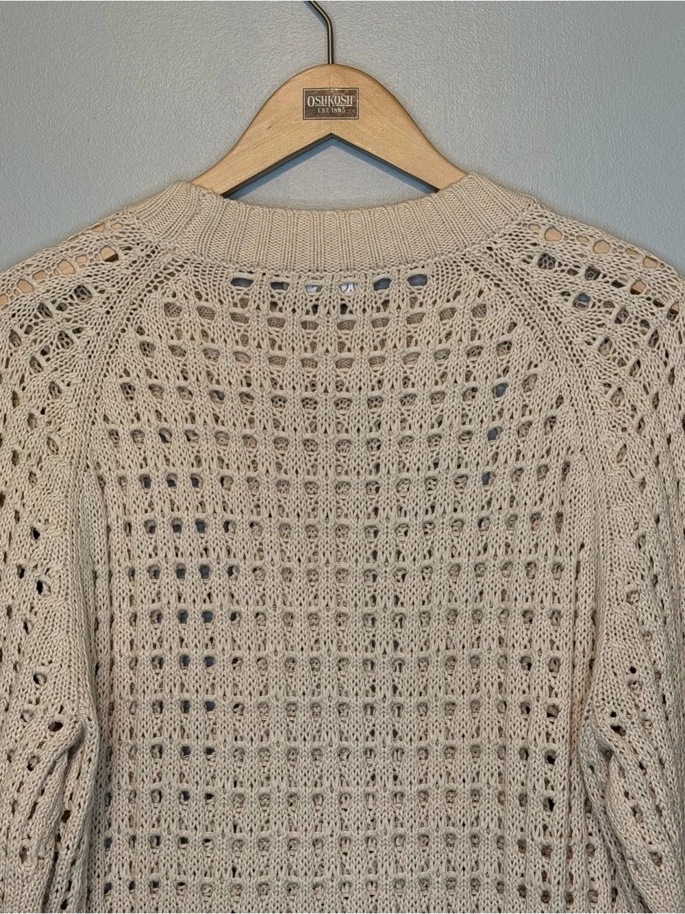 J. Crew Pointelle Stitch Crewneck Open Knit Sweater in Cream Women’s Size S